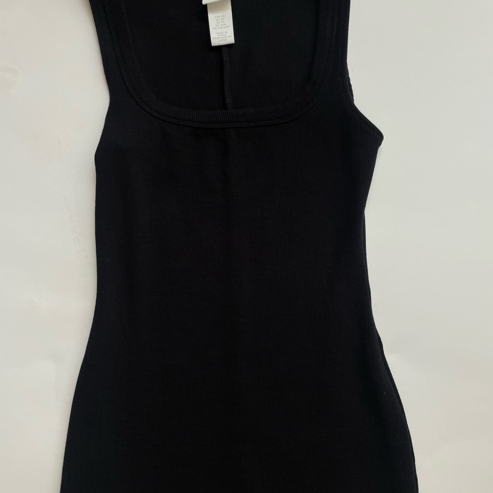 H&M Black Ribbed Scoop Neck Mini Dress